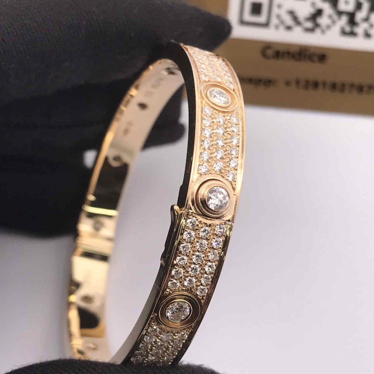 18K Gold Cartier Love Bracelet with Full Pave Diamond N6033602