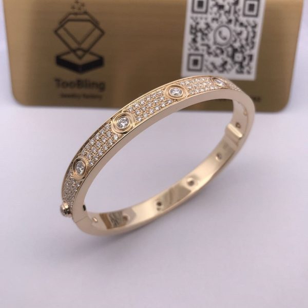 18K Gold Cartier Love Bracelet with Full Pave Diamond N6033602