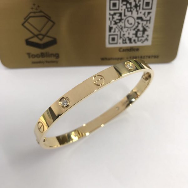 18K Rose Gold Yellow Gold Cartier Love Bracelet 4 Diamonds Copy B6070017