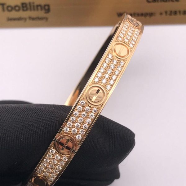 18K Gold Cartier Love Bracelet Full Pave Diamond N6035017