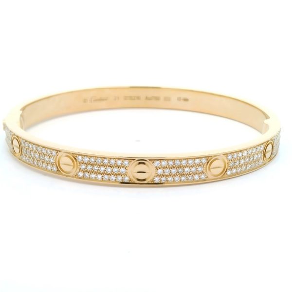 18K Gold Cartier Love Bracelet Full Pave Diamond N6035017